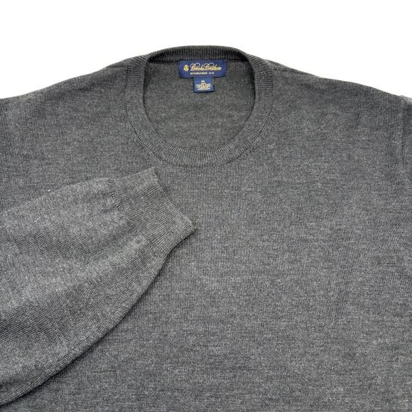 Brooks Brothers XL Solid Gray Merino Wool Long Sleeve Pullover Crewneck Sweater - Picture 1 of 4